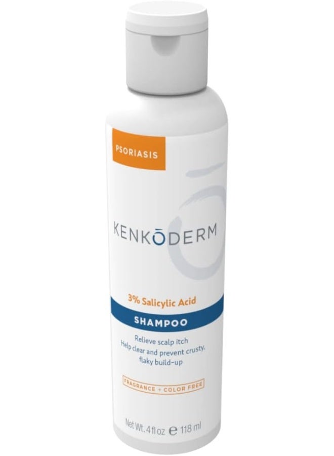 Kenkoderm Psoriasis Therapeutic Shampoo with 3% Salicylic Acid - 4 oz | 1 Bottle | Dermatologist Developed | Fragrance + Color Free - Image 1